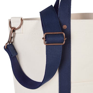 Lands' End Small Natural Open Top Long Handle Canvas Tote Bag - -  Natural/True Navy